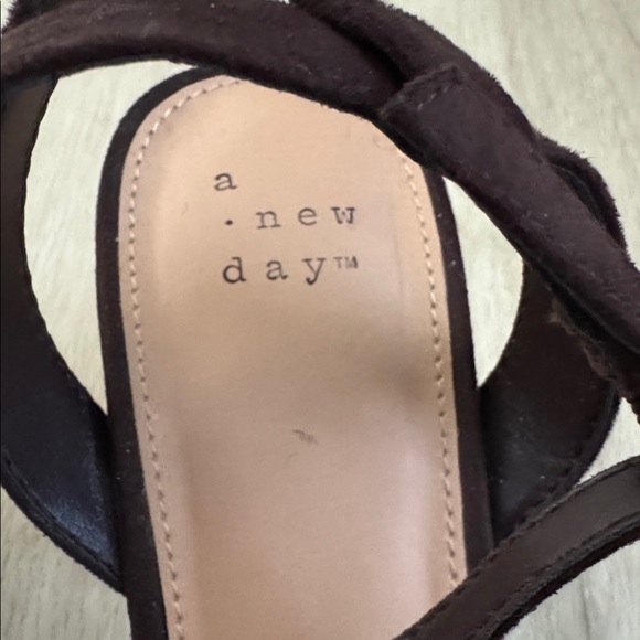 a new day Brown Strappy Block Heel Sandals with Gold Accent - Picture 2 of 5